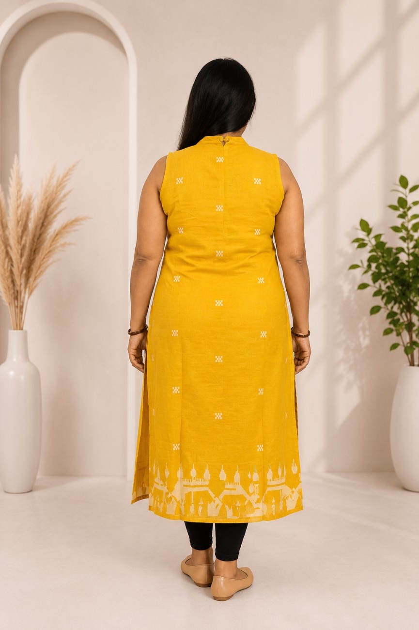 Handloom Jamdani & Srikalahasti Kalamkari Kurti - Image 2