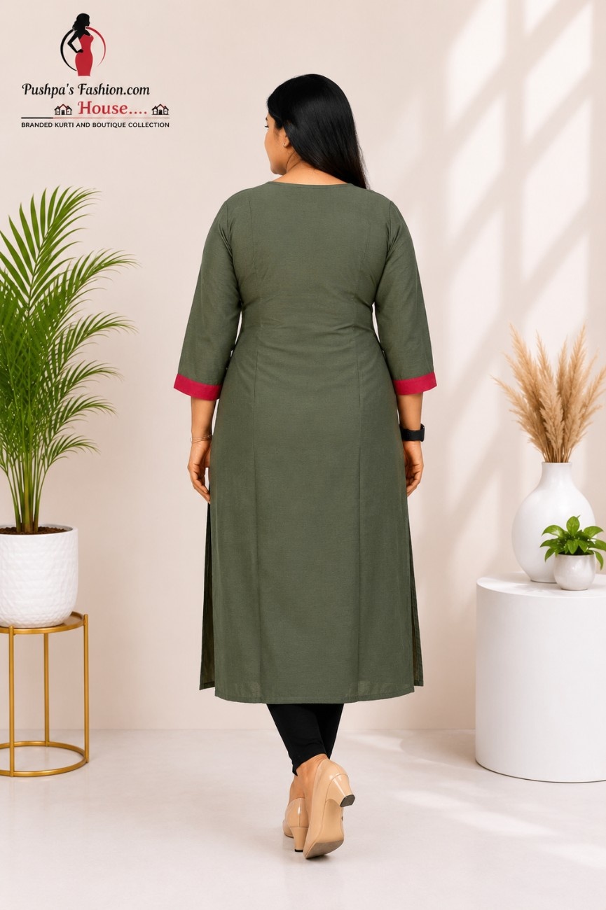 Handloom Cotton Raw Silk Kurti - Image 2