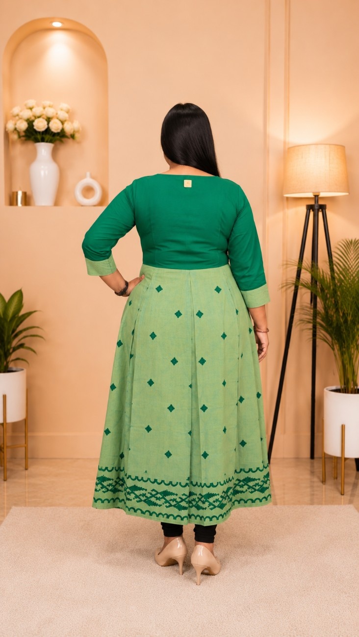 Handloom Dual Tone Jamdani Embroidered Kurti - Image 2