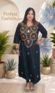 Black Handloom Raw Silk Cross Stitch Kurti