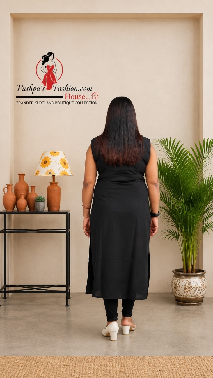 Plain Dabu Cotton Kurti - Image 2