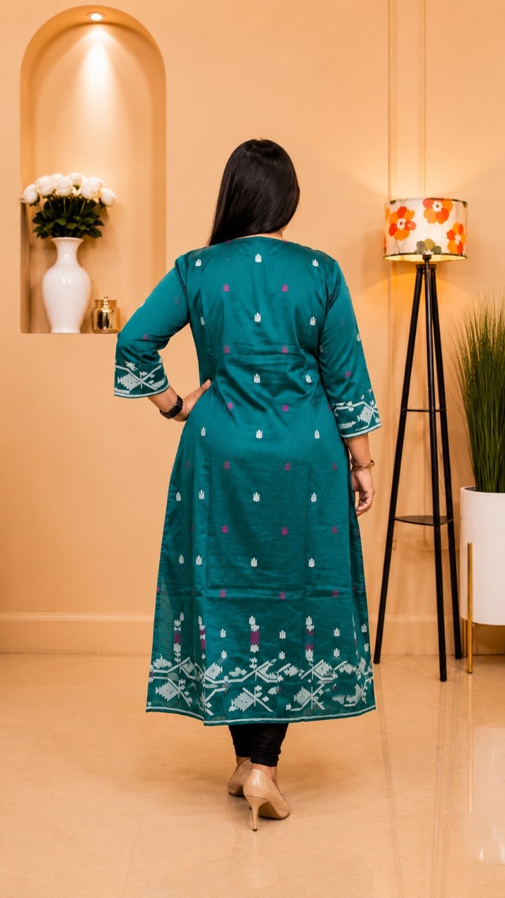 Mysore Silk Jamdani Jamdani Celebrity Kurti - Image 2
