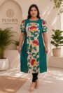 H/L Cross Dual Tone Cotton & Pen Kalamkari Kurti
