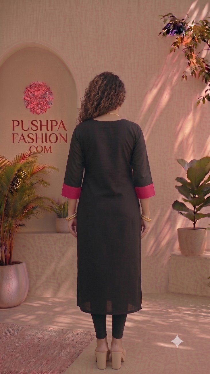 Plain Dabu & Bagru Cotton Kurti - Image 2