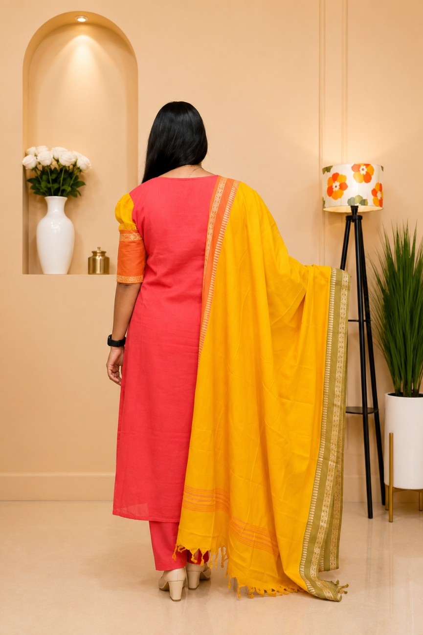 Handloom Ganga Jamuna 3-Piece Kurti Set - Image 2