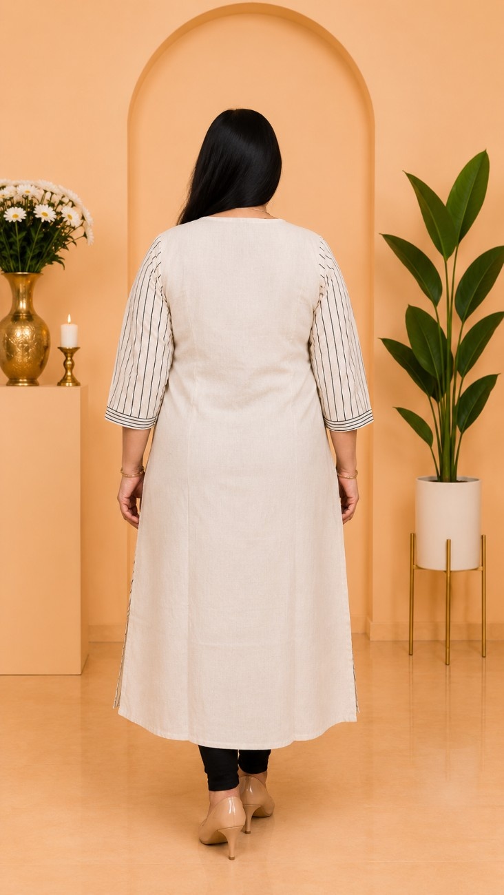 Handloom Soft Cora Cotton Kurti - Image 2