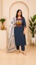 Dabu Cotton 3-Piece Kurti Set