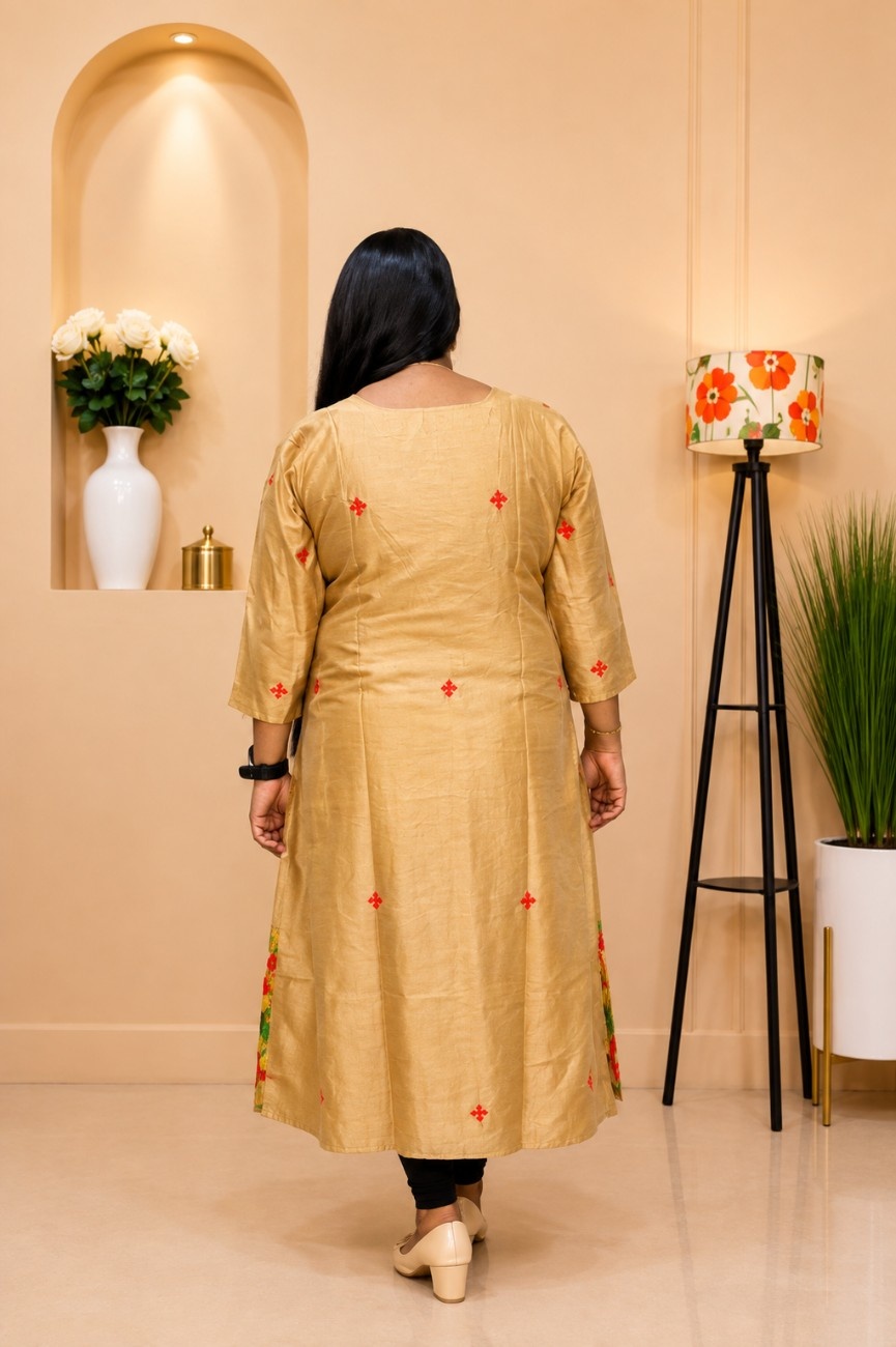 Chanderi Silk Heavy Gujarati Work Kurti - Image 2