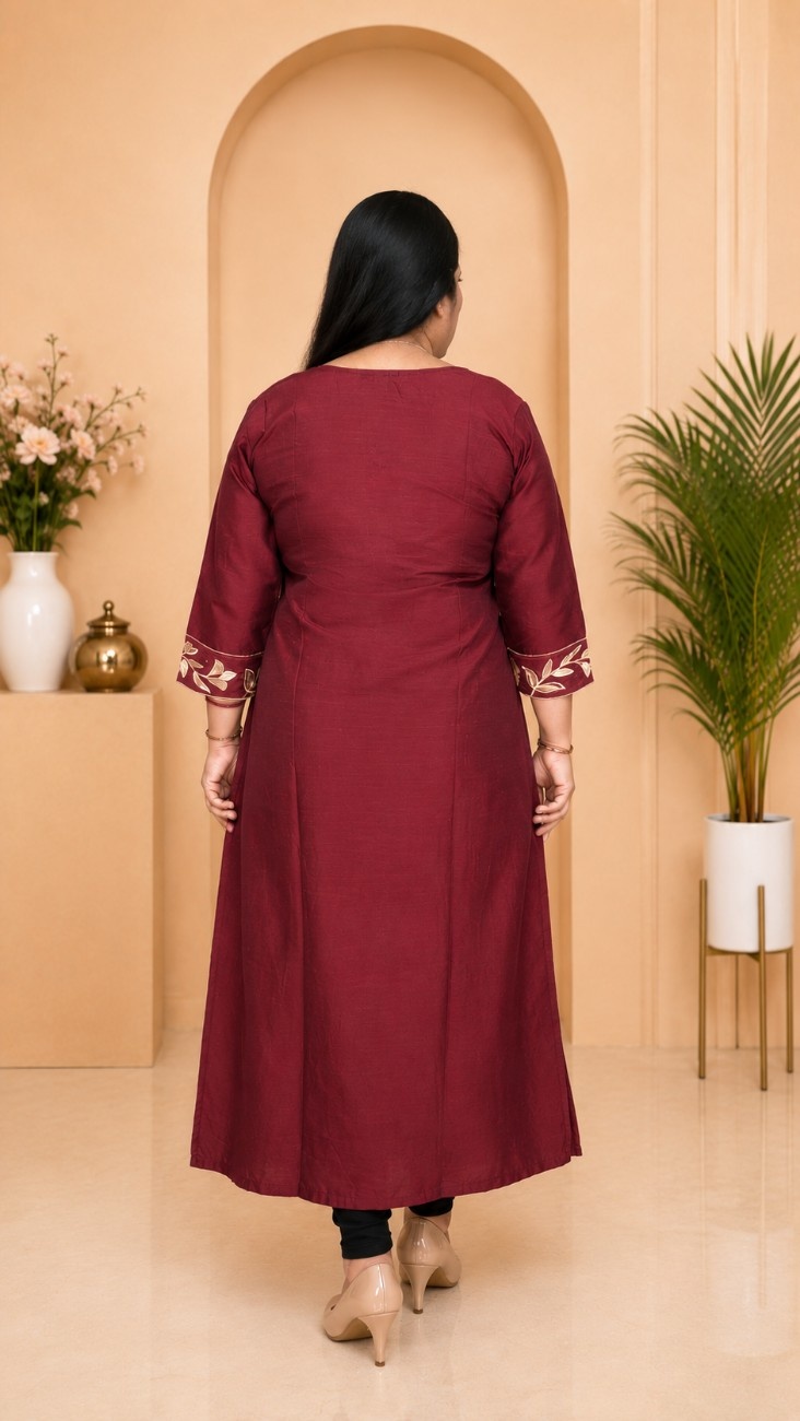 Raw Silk Embroidered Kurti - Image 2
