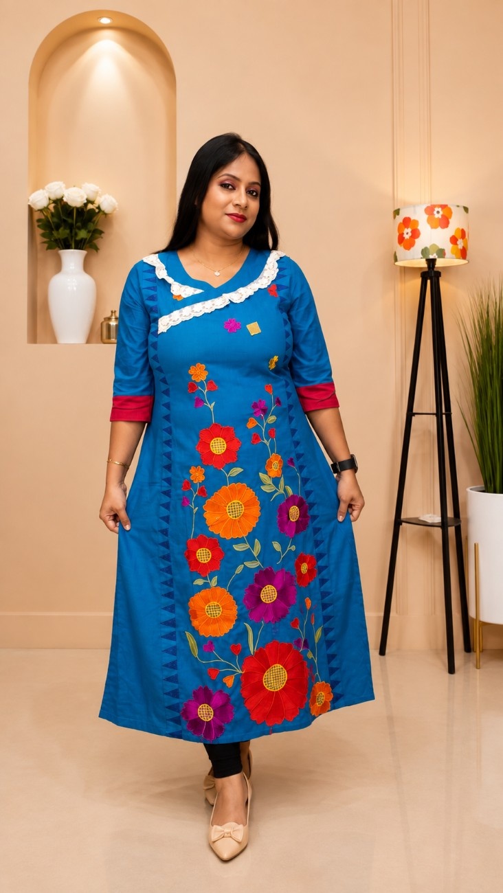 Kerala MG Temple Dual Tone Cotton Kurti