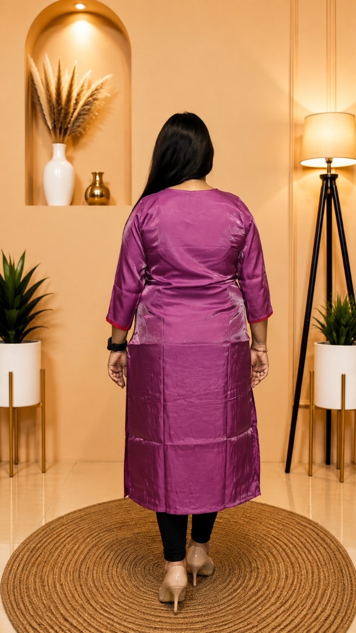Glass Shimar Tissu Silk Kurti (Magenta) - Image 2