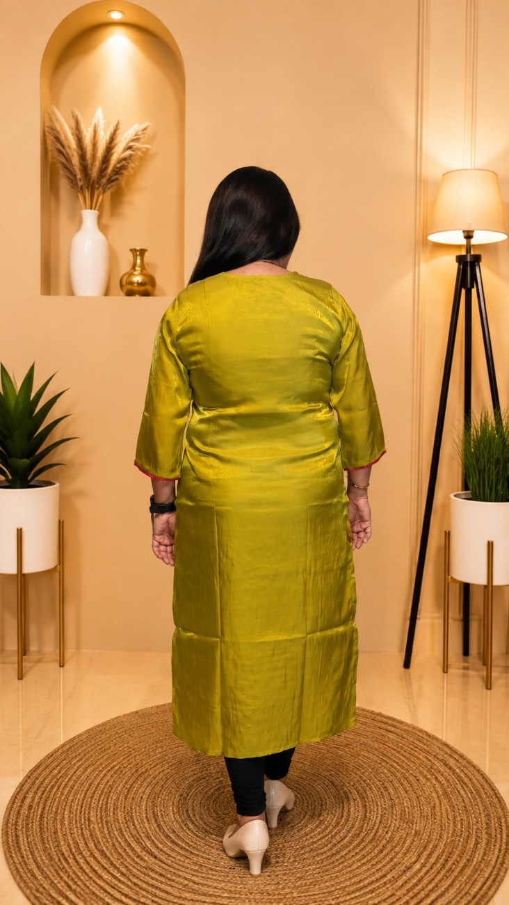 Glass Shimar Tissu Silk Kurti (Green) - Image 2