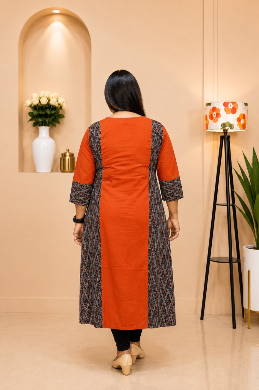 Dabu Cotton Natural Dye Ajrakh Kurti - Image 2