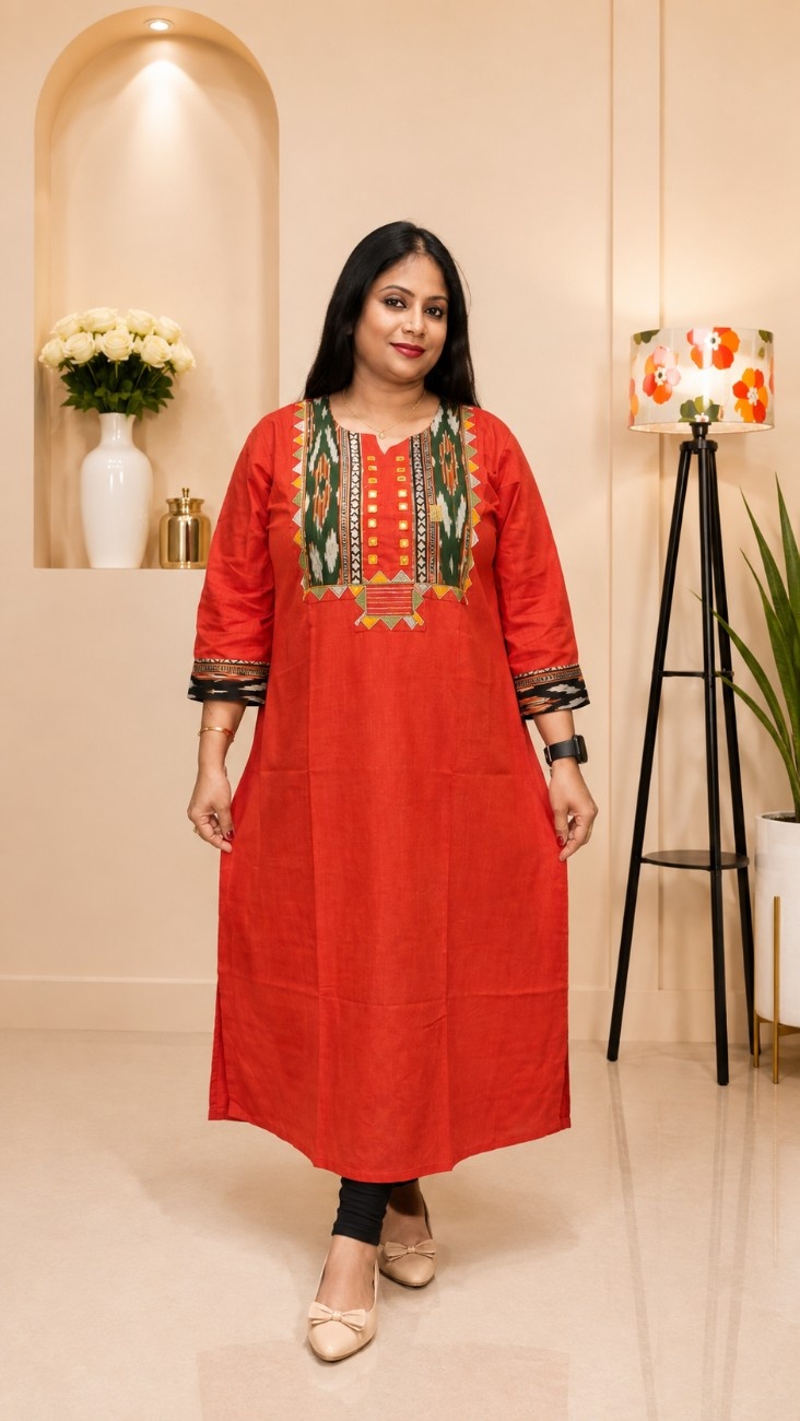 Handloom Pick & Pick Cotton Kurti Plus Size
