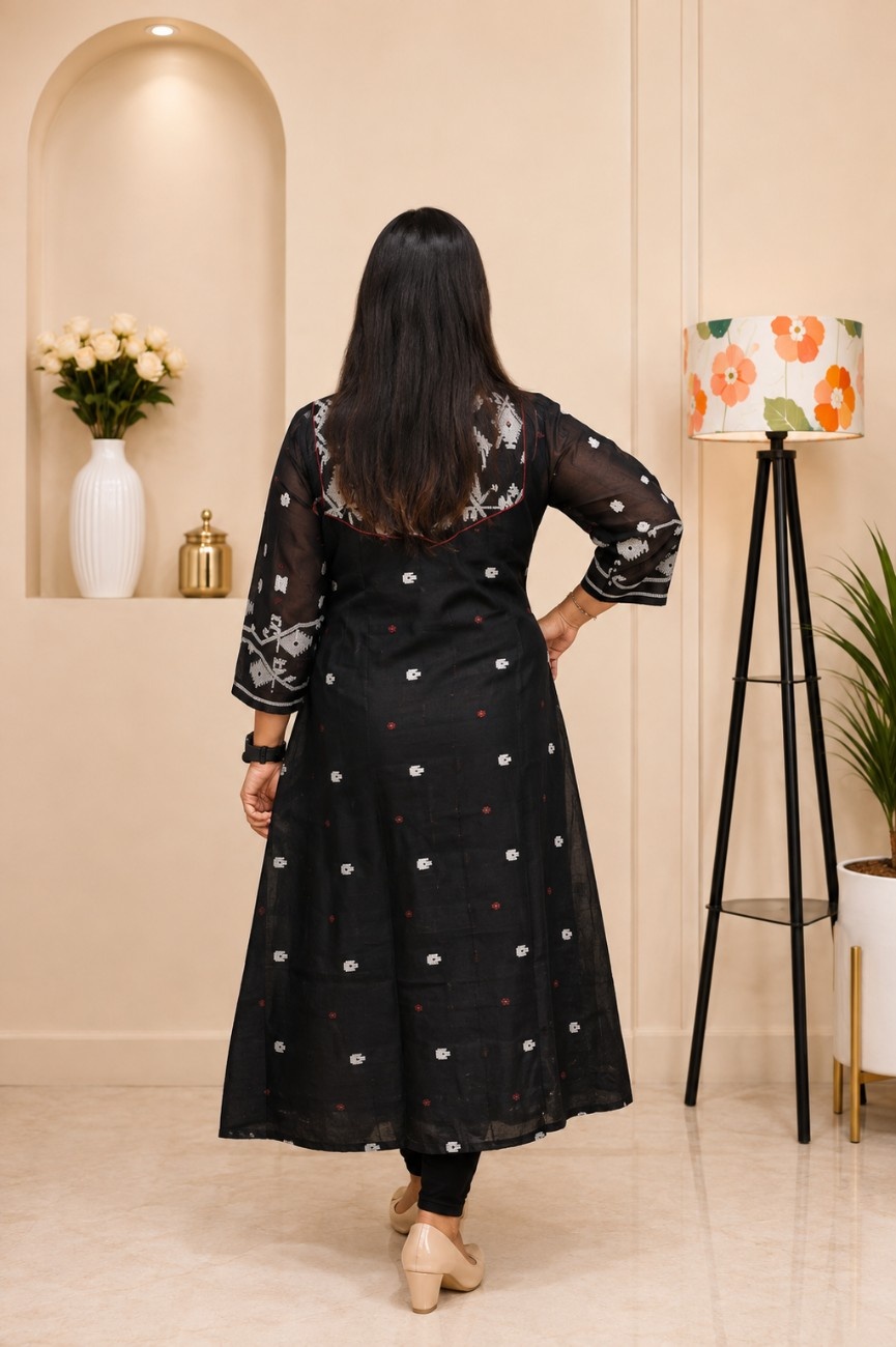 Handloom Mysore Silk Jamdani Kurti - Image 2