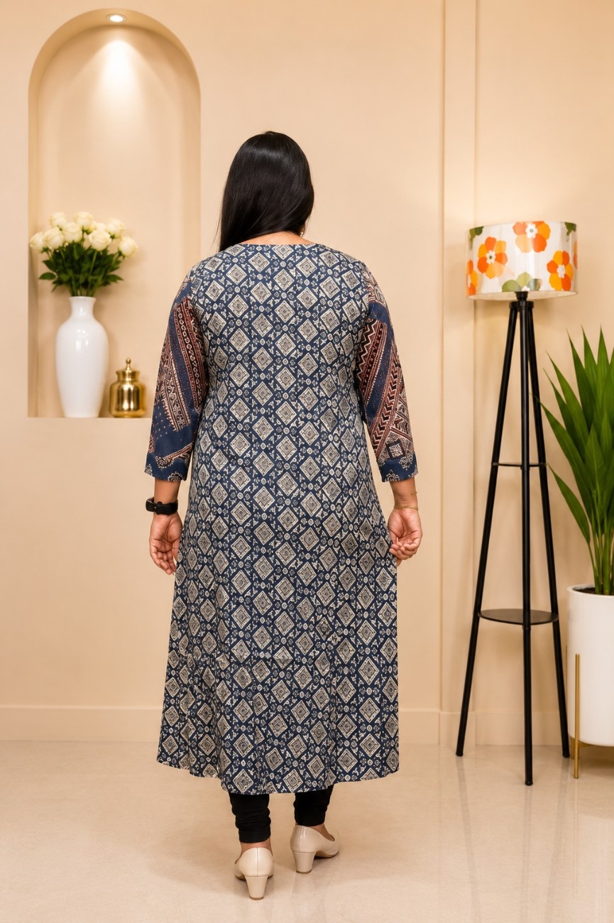 Mashru Modal Silk Ajrakh Kurti - Image 2