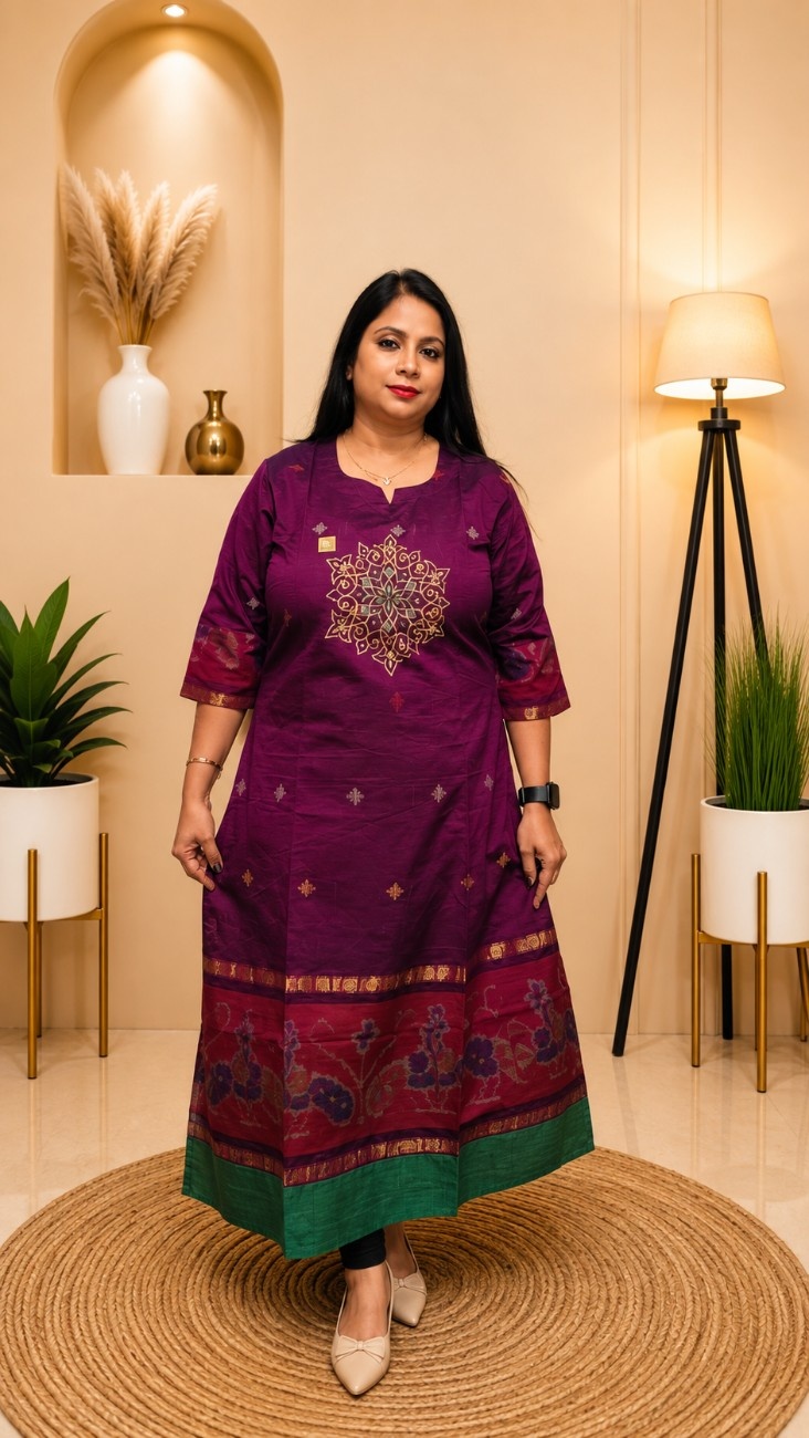 Sico Pachampally Kurti (Burgundy)