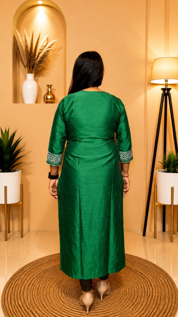 Export Quality Soft and Shine Raw Silk Kurti - Image 2