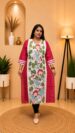 Handloom Buta Begampuri Raw Silk Kurti (Red)