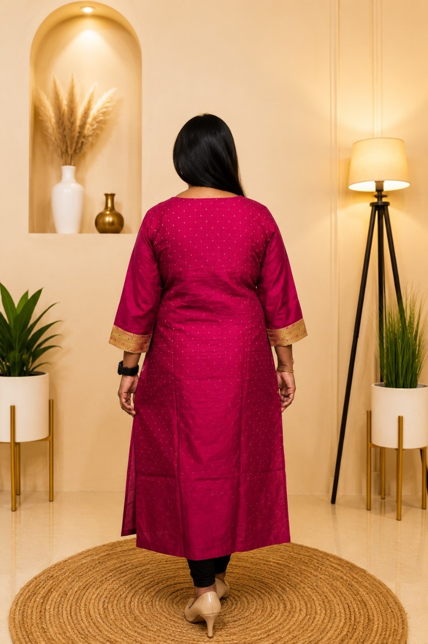 Handloom Buta Begampuri Raw Silk Kurti - Image 2