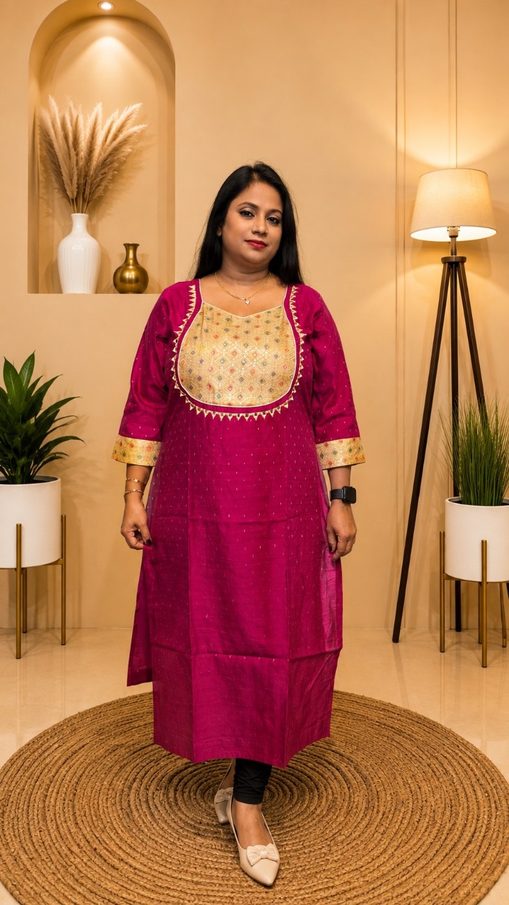 Handloom Buta Begampuri Raw Silk Kurti