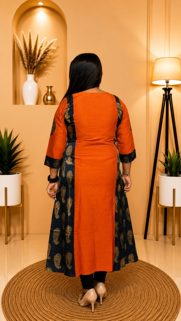 Export Quality Raw Silk and Ajrakh Modal Silk Dress - Image 2