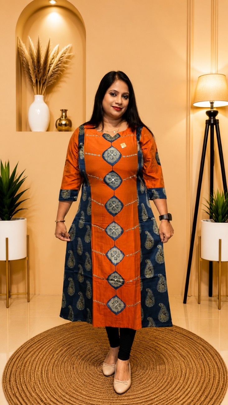 Export Quality Raw Silk and Ajrakh Modal Silk Dress