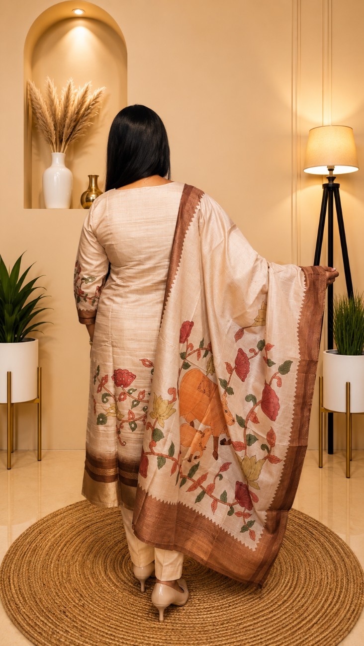 Manipuri Tasar Silk 3-Piece Kurti Set - Image 2