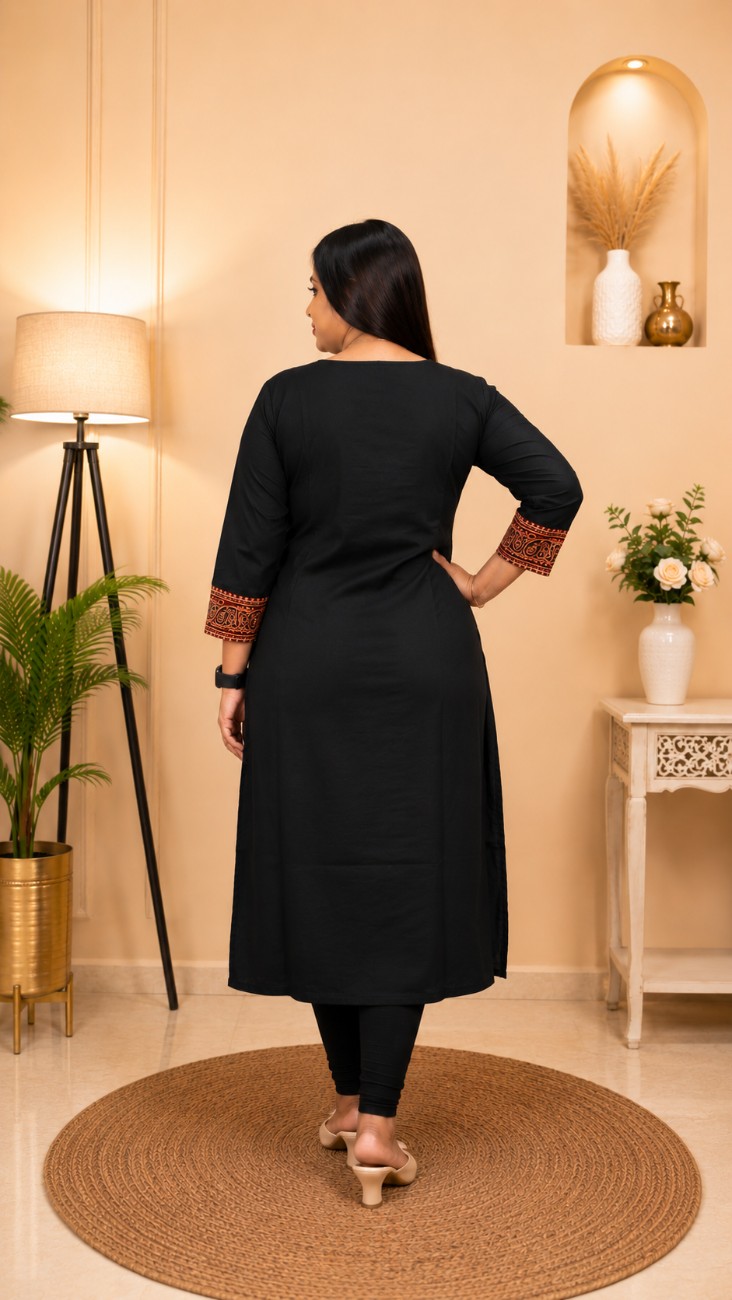 Dabu Cotton Vegetable Dye Ajrakh Kurti - Image 2