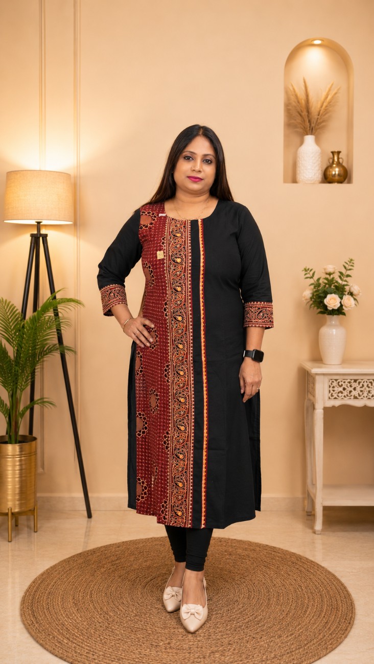 Dabu Cotton Vegetable Dye Ajrakh Kurti