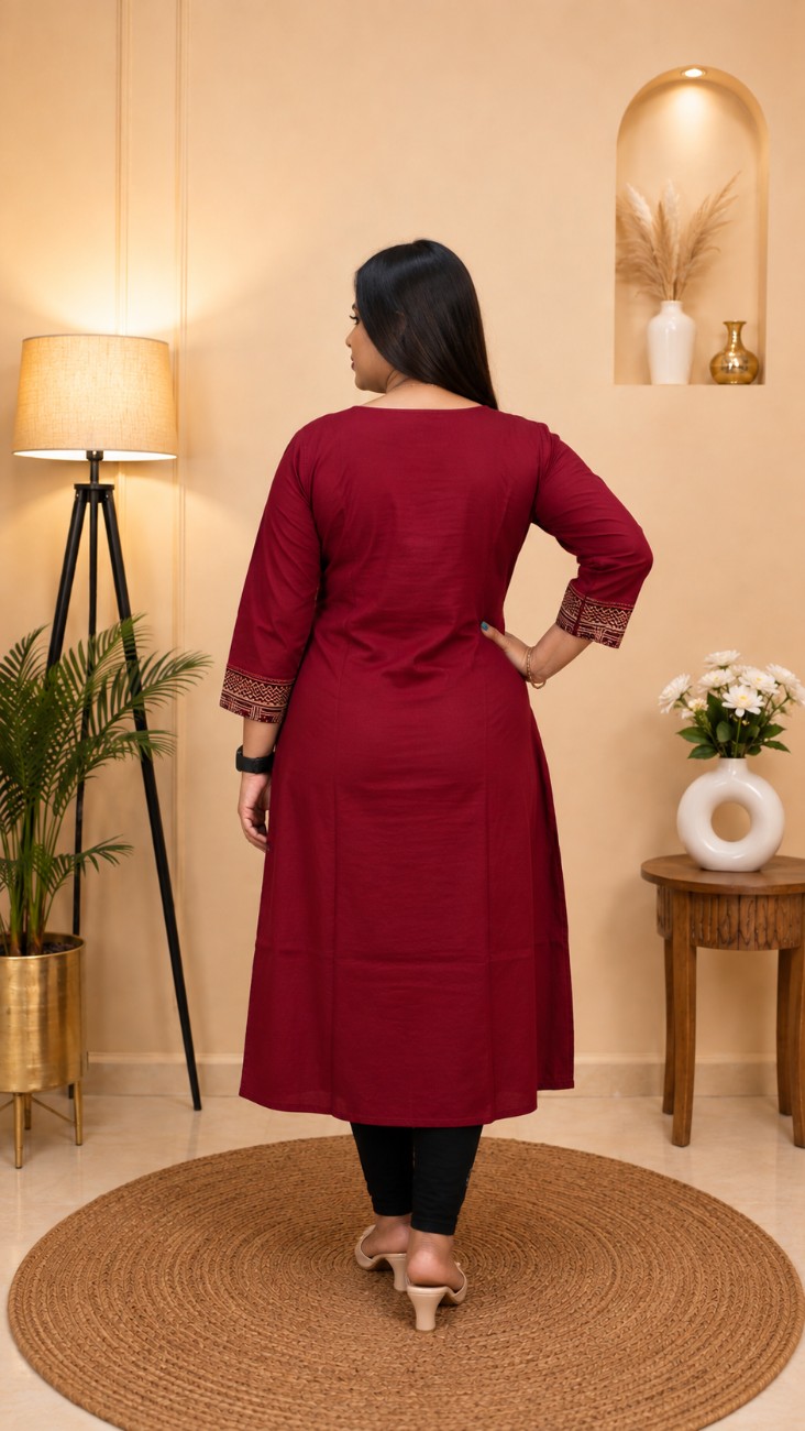 Dabu Cotton Embroidery Kurti - Image 2