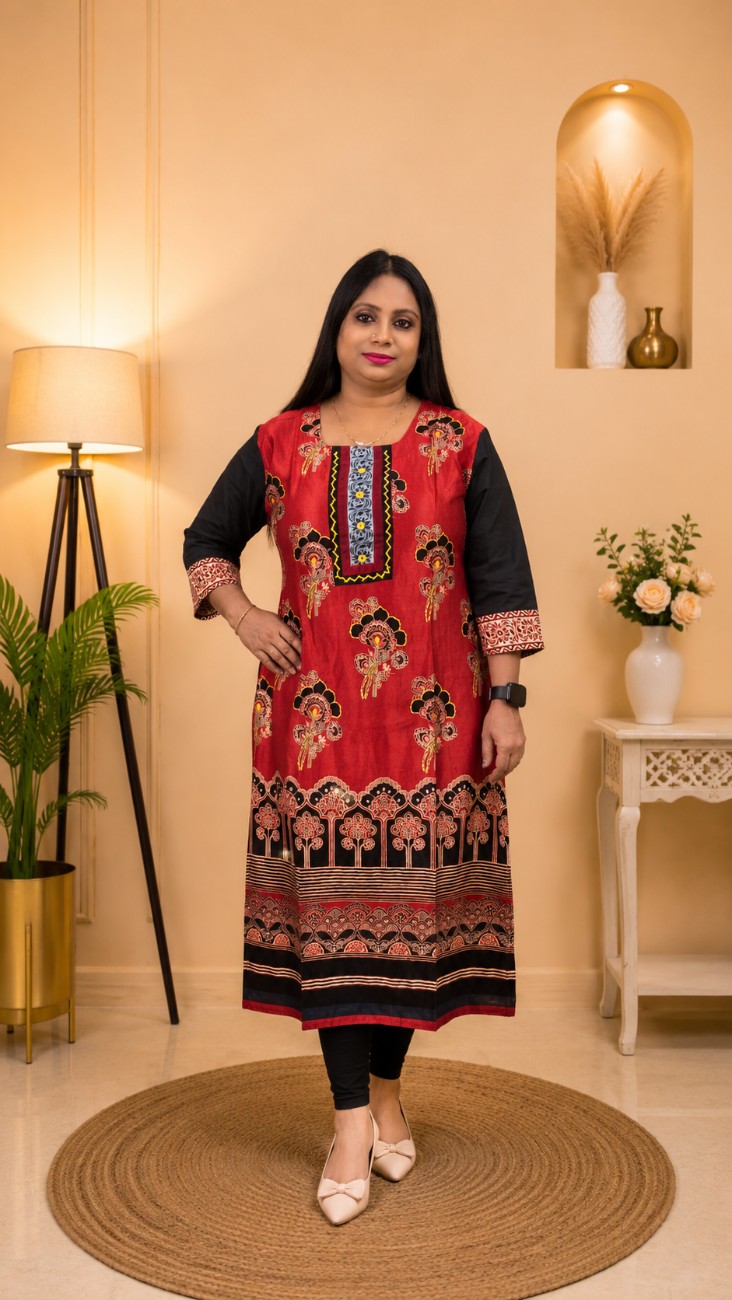 Ajrakh Modal Silk Kurti